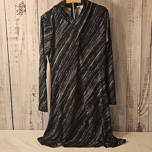 H by Halston Diagonal Stripes Long Sleeve Dress